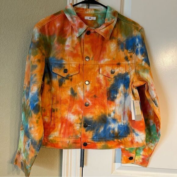 BP Nordstrom size small NWT orange multi tie dye jacket‎ - Picture 1 of 3